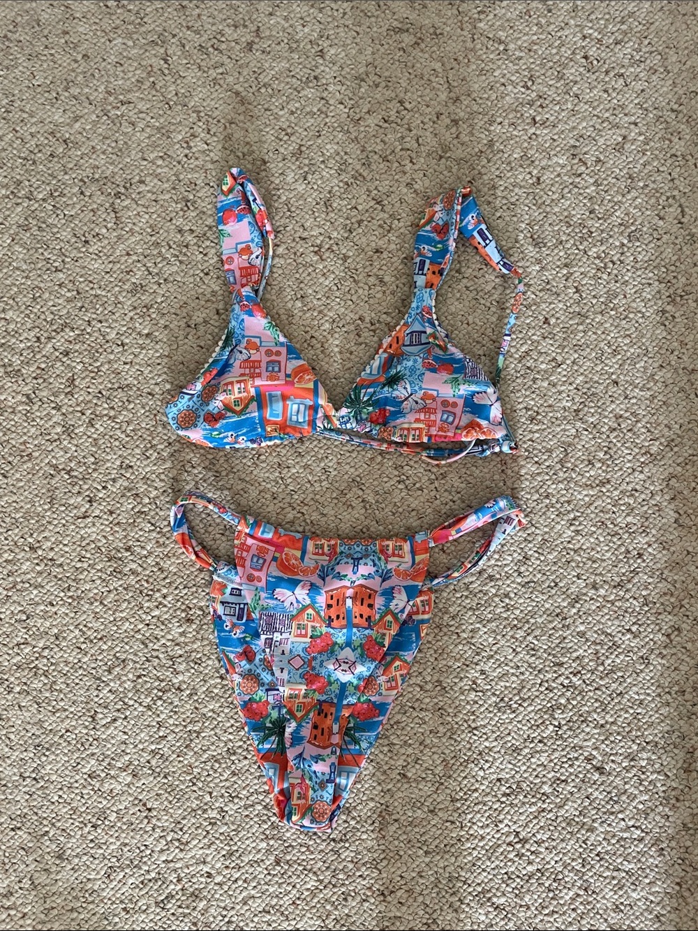 Bikini Set Swim Swimsuit Europe top bottom m medium Mediterranean Print Multi